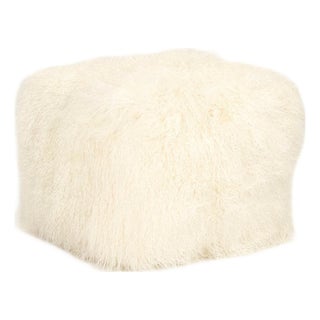 Tibetan Ivory Lamb Fur Pouf For Sale