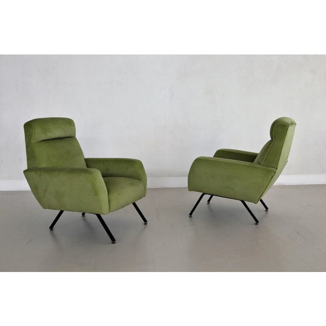 Set of Italian Armchairs in Green Velvet, 1960s For Sale - Image 6 of 16