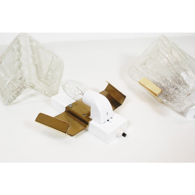 1970s Ice Glass and Brass Wall Lamps from Hillebrand Lighting, 1970s, Set of 2 For Sale - Image 5 of 11