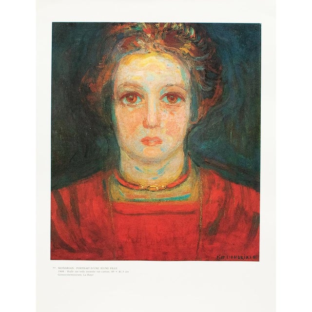 A stunning full-color print after "Portrait of a Girl in Red" by Piet Mondrian. Published by New French Editions in France...