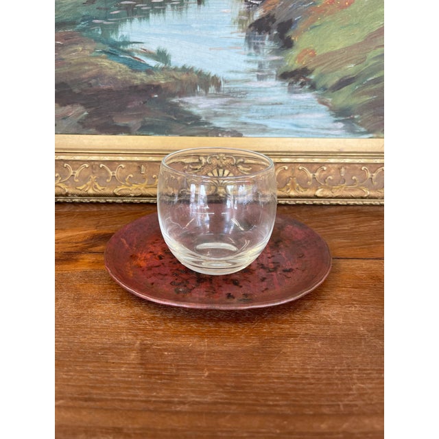 Metal Vintage Hand-Hammered Copper Plate With Patina. For Sale - Image 7 of 10