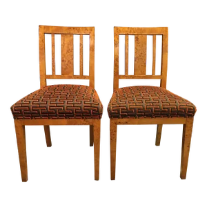 Swedish Karelian Birch Burl Chairs a Pair