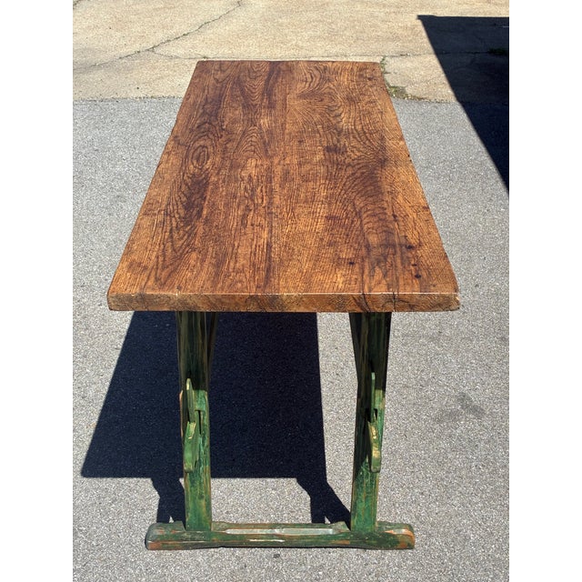 Pine Double Stretcher Base Work Table For Sale - Image 13 of 14