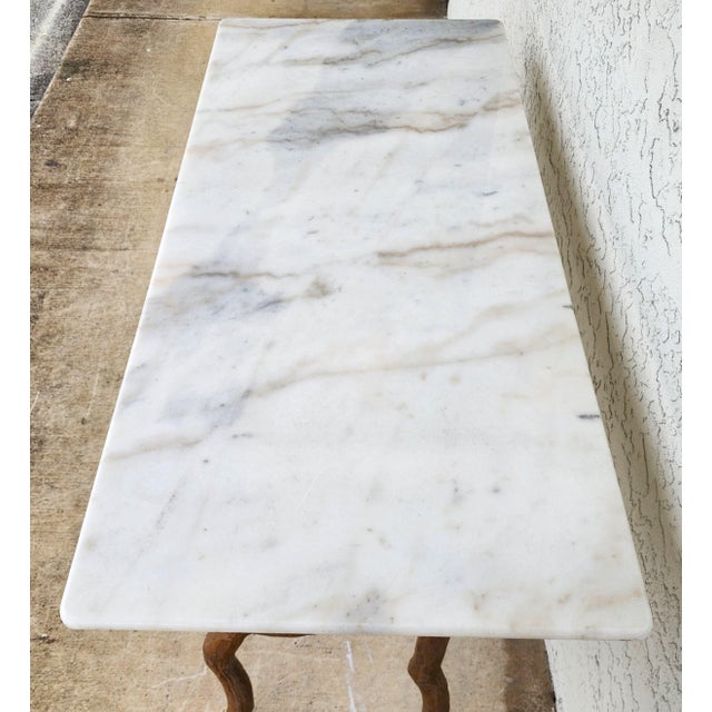 Vintage French Rustic Metal & Marble Faux Bois Branch Console Sofa Table For Sale - Image 13 of 16