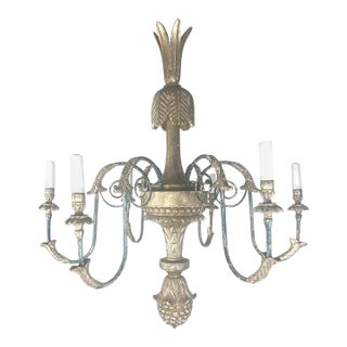 Timothy Corrigan Baroque Chandelier, Silver Leaf & Wood, Usa For Sale