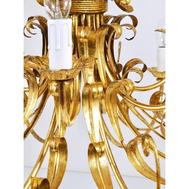 Hollywood Regency Wheat Floral Bouquet Gilt Iron Chandelier by Hans Kögl, 1970s For Sale - Image 15 of 18