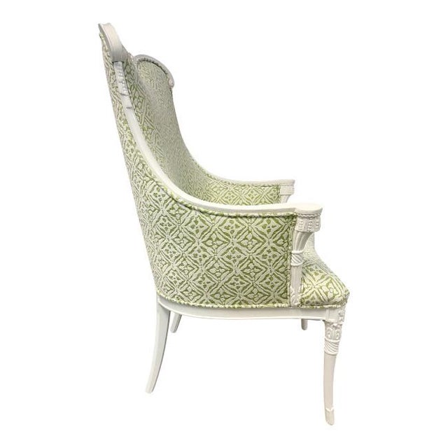Mid 20th Century Luis XVI Carved Wood Bergere Chair For Sale - Image 5 of 9