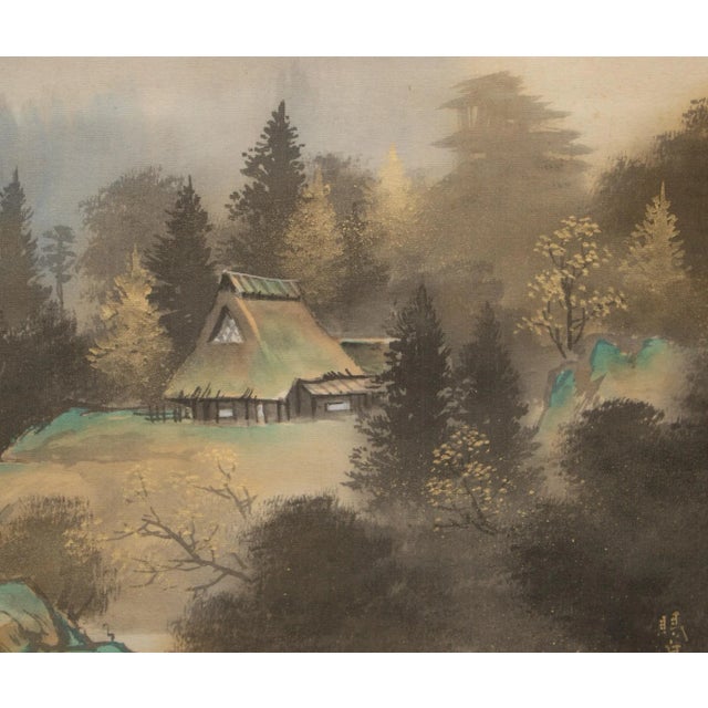 Late 20th Century Showa Era Japanese Scroll Painting "Landscape With Pine Trees" For Sale - Image 5 of 12