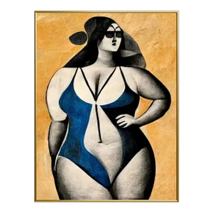 "The Swimmer" by Apple Pie Cubist Expressionist Figurative Giclee Print on Canvas Framed