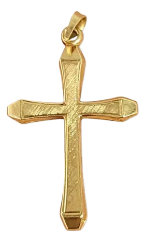 Textured Solid Gold Cross 14k Yellow Gold 16"