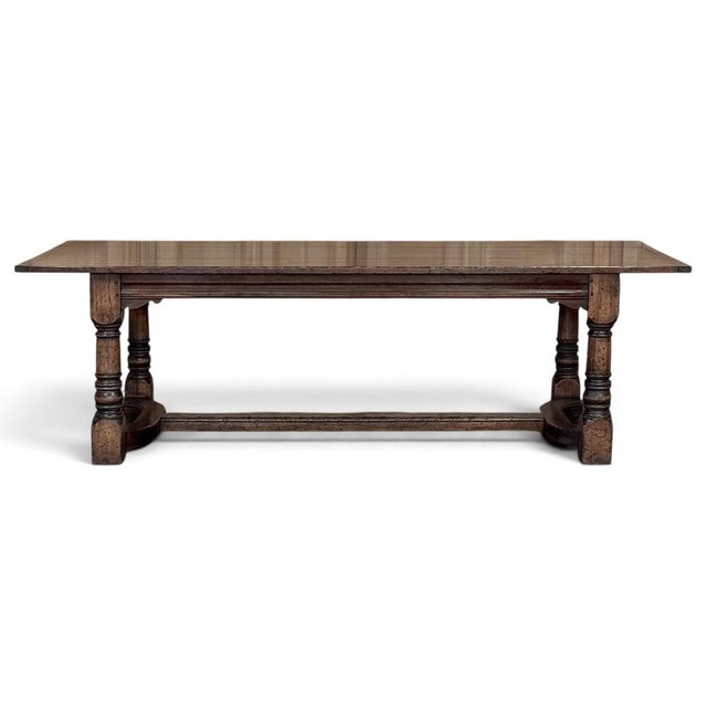 English 18th Century English Oak Trestle Dining Table With Turned Supports For Sale - Image 3 of 17