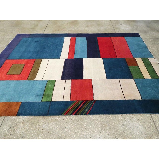 Textile Galerie Shabab Collection Mid-20th Century Persian Mahal Art Deco Rug Inspired by Edward McKnight Kauffer For Sale - Image 7 of 10