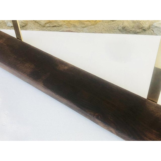 Vintage Brass and Wood Hanging Wall Shelf For Sale - Image 6 of 16