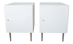 Vintage Mid-Century Modern Cubic White Cabinets - a Pair