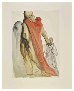 Salvador Dali, The Reproach of Virgilio, Woodcut, 1963
