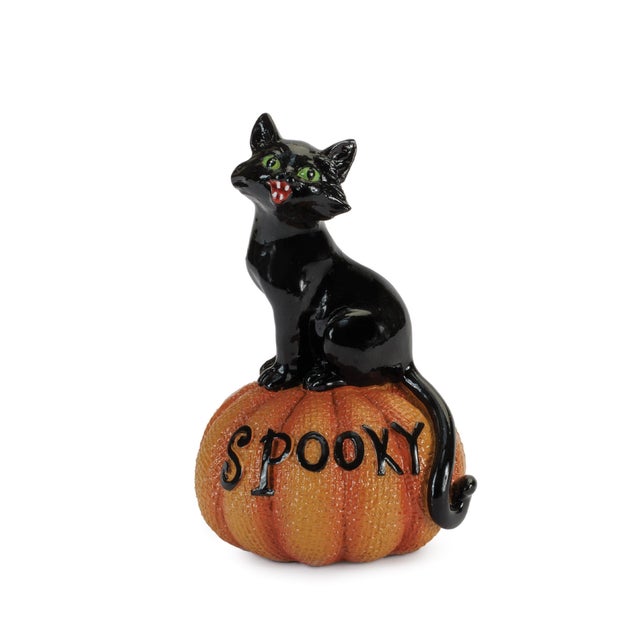 2020s Black Cat on Pumpkin Figurine (Set of 3) For Sale - Image 5 of 6