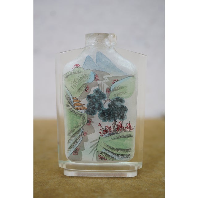 Antique Chinese Chinoiserie Reverse Painted Tobacco Snuff Bottle 3.5" For Sale - Image 10 of 16
