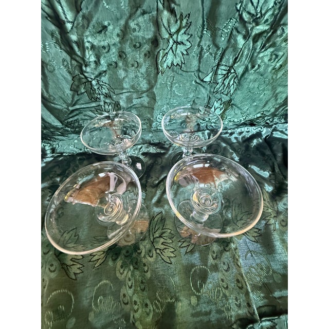 Art Deco 1930s Art Deco Crystal Rounded Stem Wine Glass - 4pc For Sale - Image 3 of 4