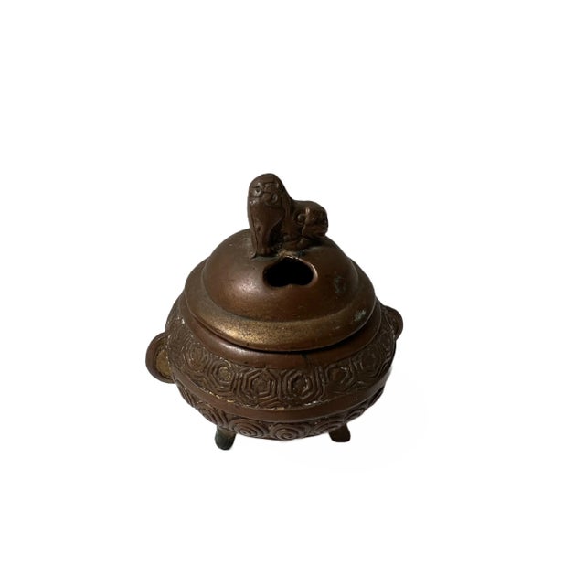 Mid 20th Century High Relief Bronze Foo Dog Asian Incense Burner For Sale - Image 13 of 13