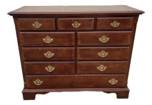 10-Drawer Georgian Style Banded Mahogany Chest of Drawers