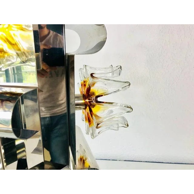 Aluminium and Murano Glass Ceiling Light by Mazegga, 1970s, Italy For Sale - Image 6 of 10