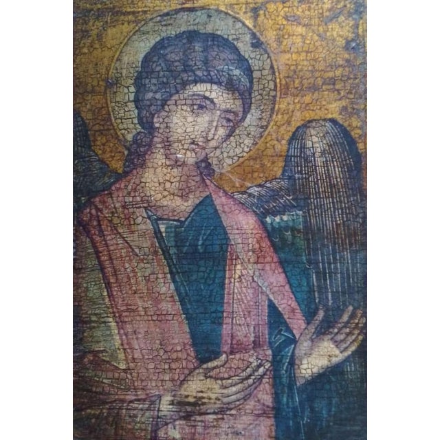 Traditional Orthodox Icon of Virgin Eleusa (Umilenie/Tenderness), Painting on Wood, 18th-Century.. For Sale - Image 3 of 5