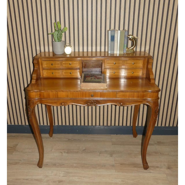 Wood Chippendale Desk with Many Small Drawers, 1970s For Sale - Image 7 of 15