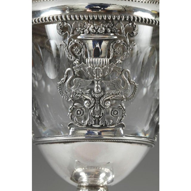 French Restoration Era Silver and Crystal Candy Dish For Sale - Image 4 of 18