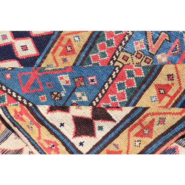 Antique Caucasian Shirvan Rug With Tribal Design and Motifs in Vivid Colors For Sale - Image 11 of 12