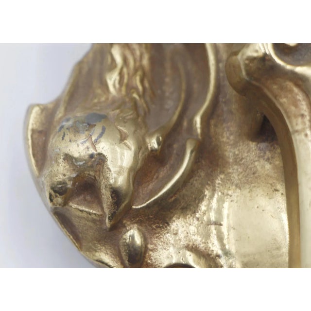 Mid 20th Century Vintage Victorian Cerberus Brass Door Knocker For Sale - Image 5 of 8