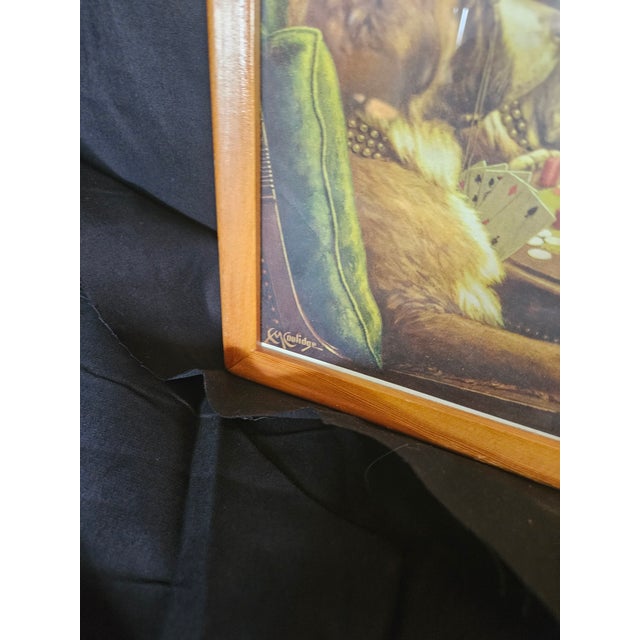 Vintage A Bold Bluff - C.M. Coolidge Art Print Dogs Playing Poker Cards Dog, Original Print