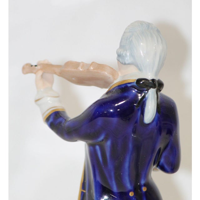 Rococo Beautiful Antique 1919 Royal Dux Porcelain Colonial Couple Playing Instruments For Sale - Image 3 of 10