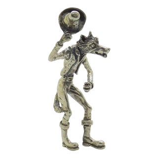 Vintage Italian Handmade Silver Fox Pinocchio Figurine, Arezzo, Tuscany, 1970s For Sale