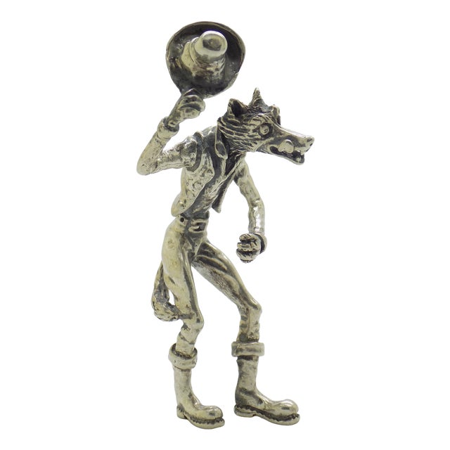 Vintage Italian Handmade Silver Fox Pinocchio Figurine, Arezzo, Tuscany, 1970s For Sale