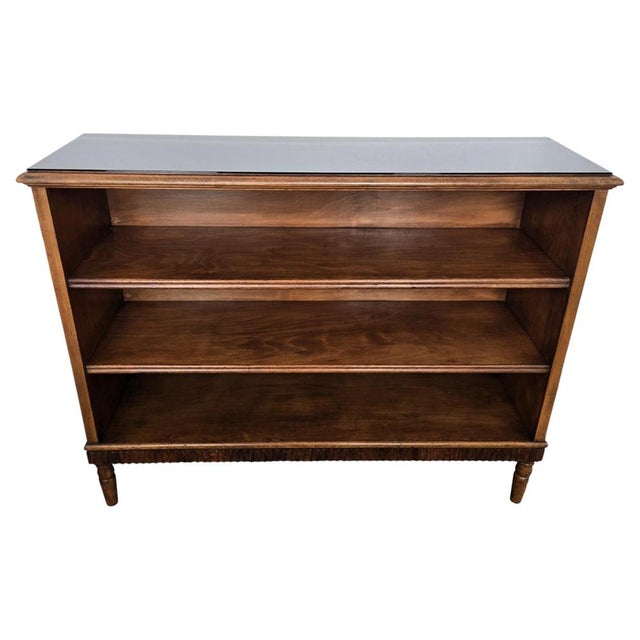 Mid-Century Italian Walnut and Burl Wood Three-Shelf Open Bookcase, 1950s For Sale - Image 9 of 9