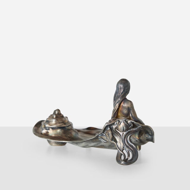 Silver 1900s WMF Art Nouveau Inkwell With Reclining Figure For Sale - Image 8 of 12