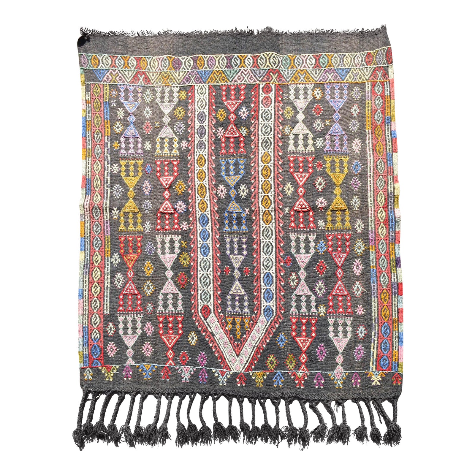 Handwoven Turkish Kilim Area Rug Colorful Petite Braided Kilim