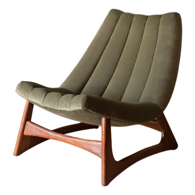 Vintage Sculptural Solid Walnut Tufted Slipper Lounge Chair by Adrian Pearsall For Sale