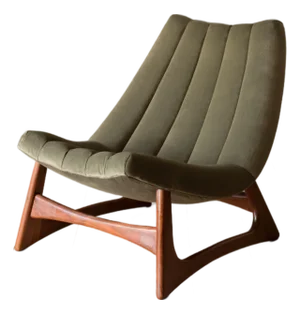 Vintage Sculptural Solid Walnut Tufted Slipper Lounge Chair by Adrian Pearsall