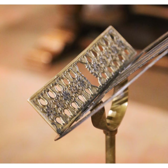 Mid-Century French Brass Music Stand on Stand With Lyre Motif For Sale In Dallas - Image 6 of 9