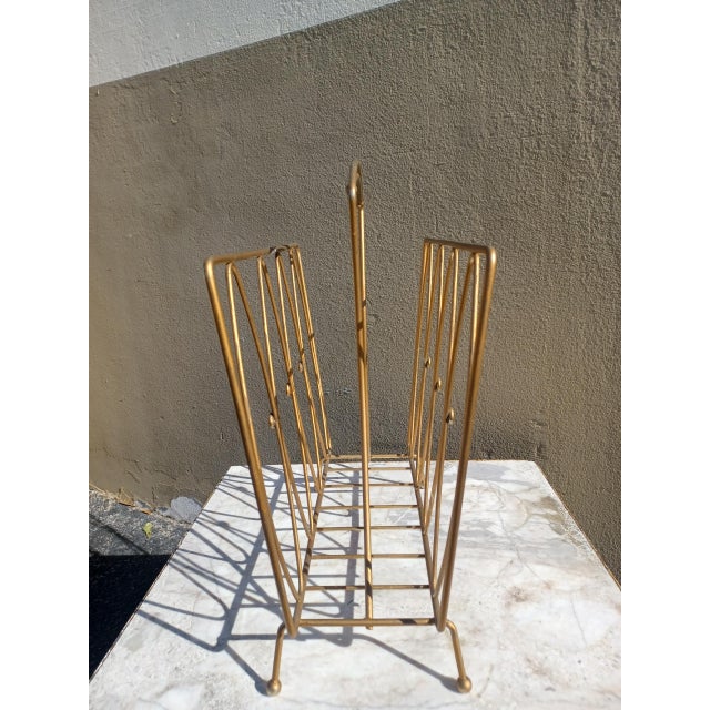 Vintage 1950s Mid Century Modern Gold Metal Magazine Rack Chairish