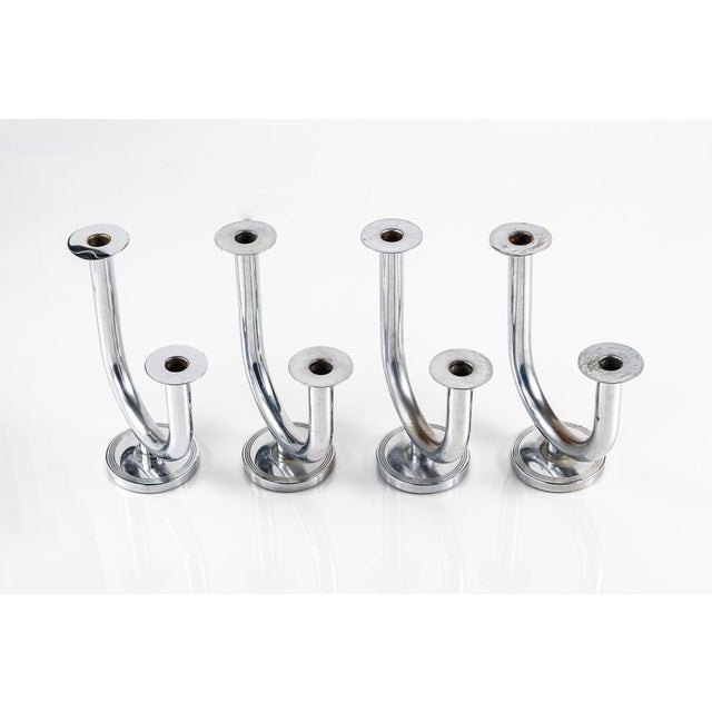 Antique Art Deco Taurex Chrome Candlestick Holders by Walter Von Nessen for Chase For Sale - Image 10 of 16