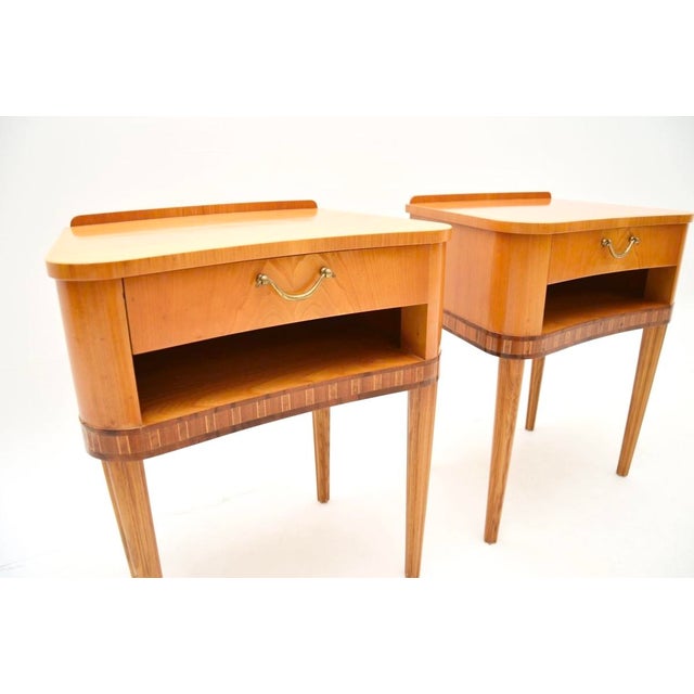 Wood Vintage Swedish Elm Bedside Tables, 1950s, Set of 2 For Sale - Image 7 of 11