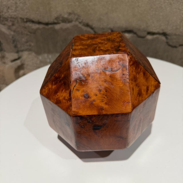 Wood Art Deco French Polyhedral Box Crafted From Burled Wood Custom For Sale - Image 7 of 13