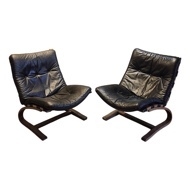 Scandinavian Kengu Lounge Chairs attributed to E. & N. Solheim for Rybo, 1970s, Set of 2 For Sale