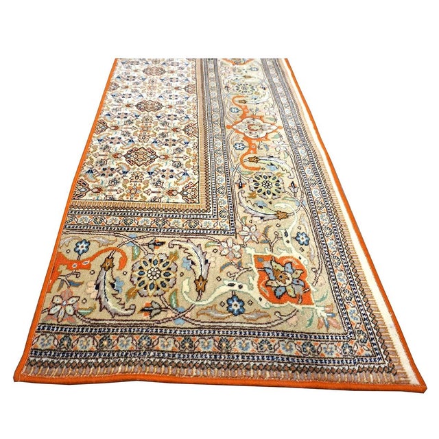 Vintage Persian Tabriz Taba Tabai Wool 3x10 Orange & Ivory Handmade Runner Rug #1144062 For Sale In Houston - Image 6 of 12