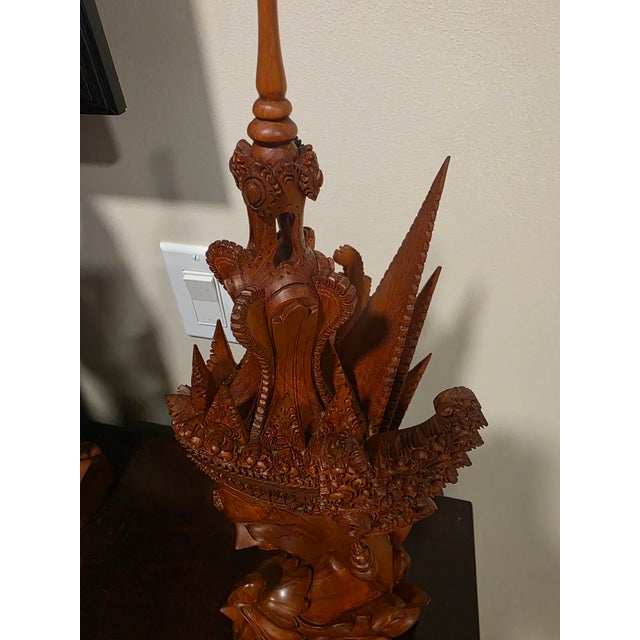 Monumental Mid-Century Balinese Modernist Teakwood Goddess Sita Bust For Sale - Image 10 of 12