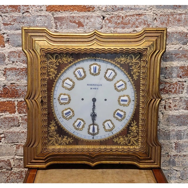 Marenzeller - 19th century Viennese Clock c1855 Porcelain Dial with Wooden case - Dimension case 22x22x5" condition - the...