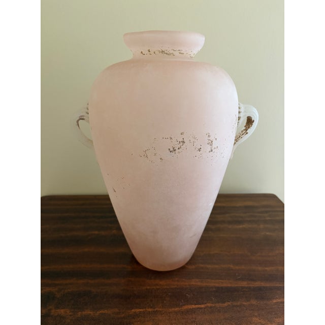 Italian Pink Scavo Glass Amphora Vase in the Roman Style For Sale - Image 9 of 17