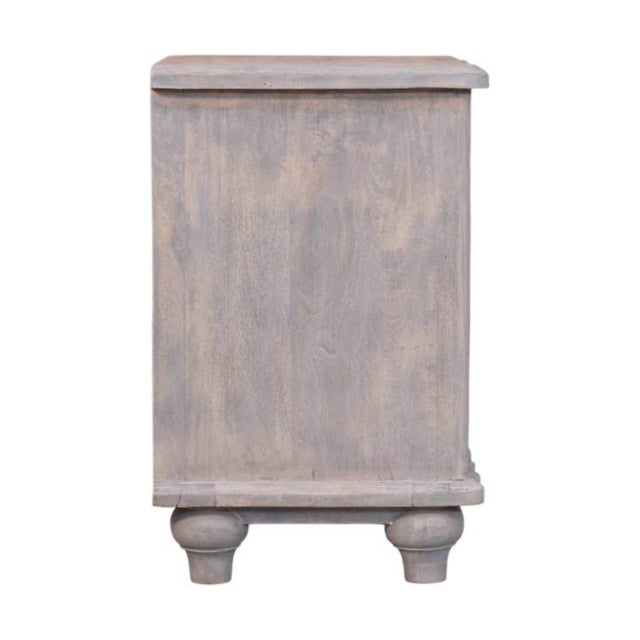 Gray Acid Wash Mango Wood Bedside Table With Open Shelf For Sale - Image 8 of 8
